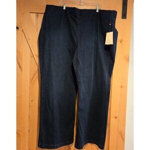New! NYDJ Women's Plus 28W Dark  Jeans Lift x Tuck Pull On Wide Leg Rapture